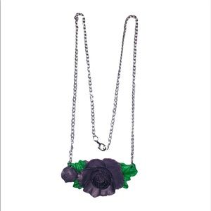 🎀2/20🎀 Long Silver Purple Silver Chain Flower Necklace